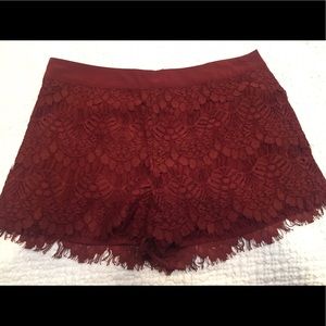 Lace cranberry shorts