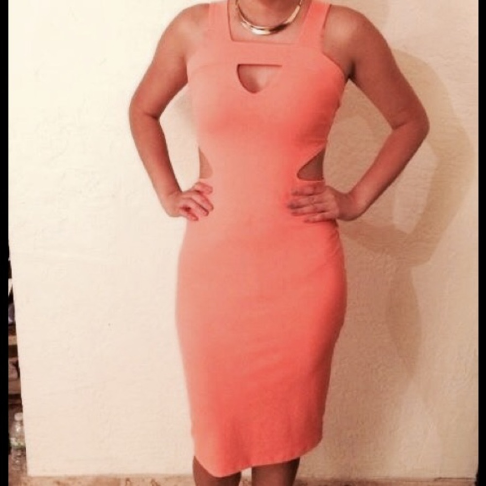 BEBE Coral Bodycon Dress