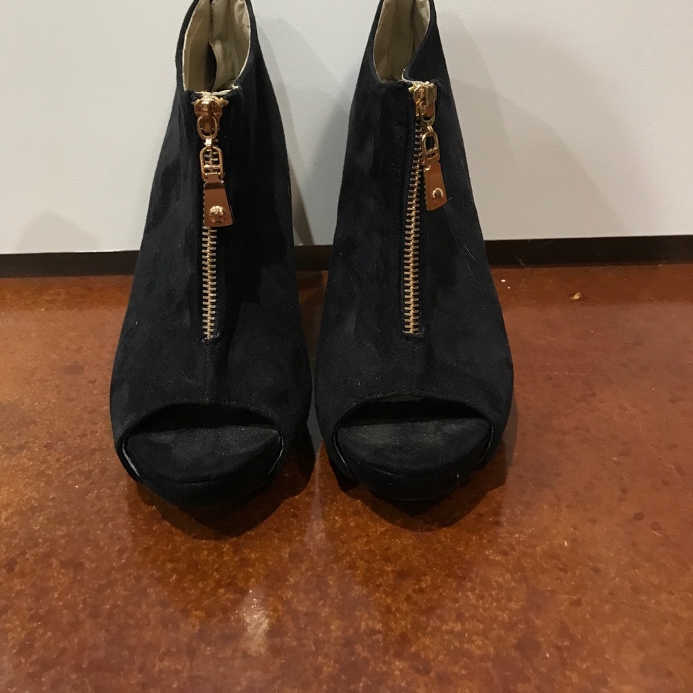 Velvet Open Toe Heels