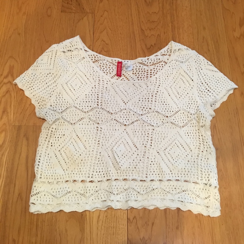 White Crochet Tee