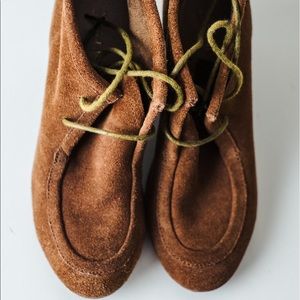Brown suede booties