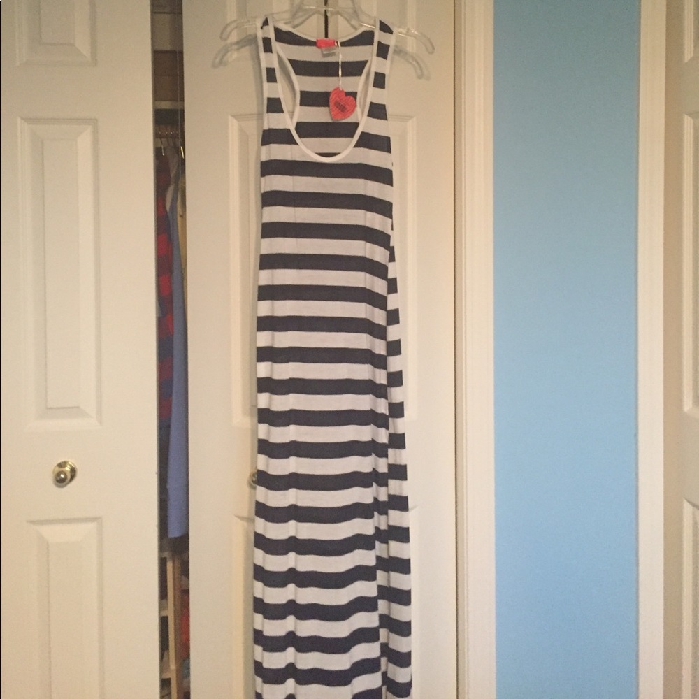 Navy and white stripped maxi dress