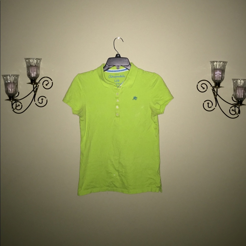AEROPOSTALE lime green collared shirt!!