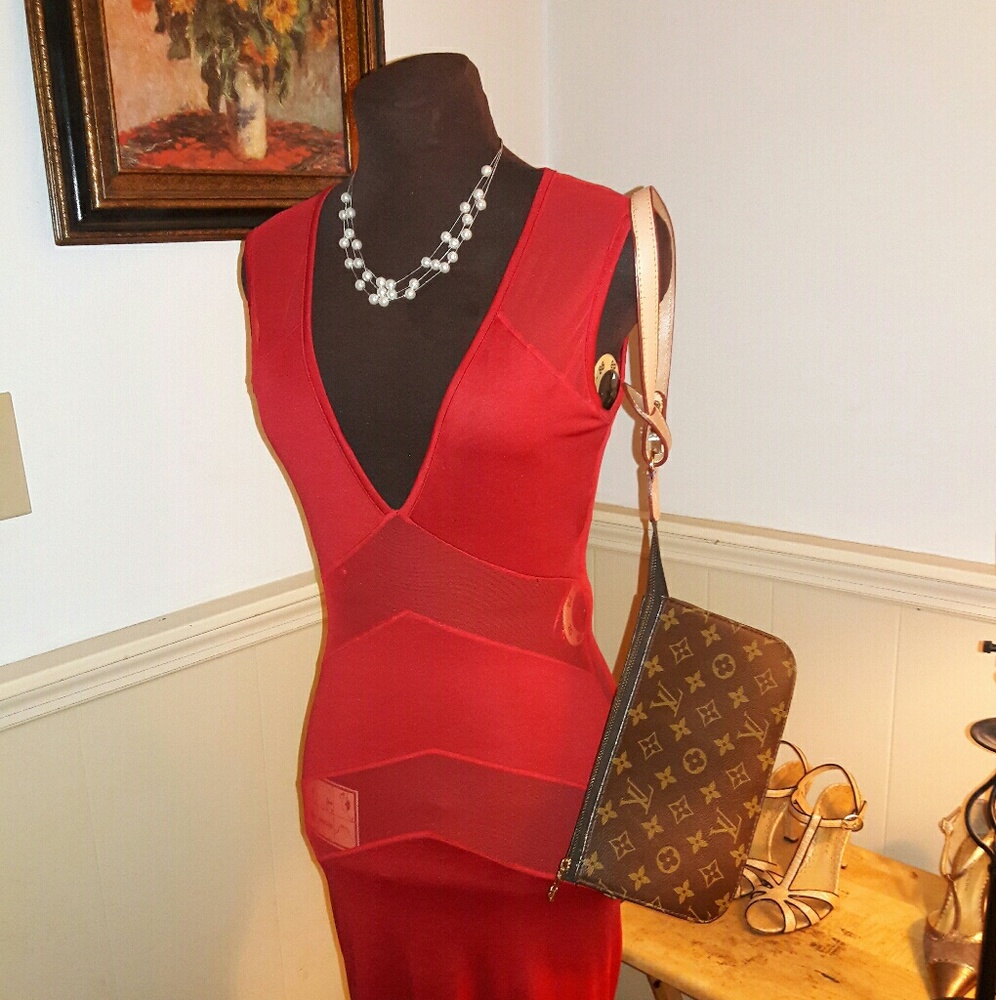 Red sexy ankle long- sheer back./ Louis vuitton