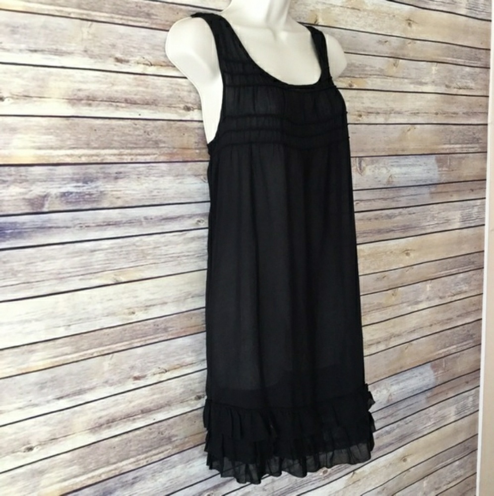 ANTHRO MAEVE Sheer Black Babydoll Ruffle Dress
