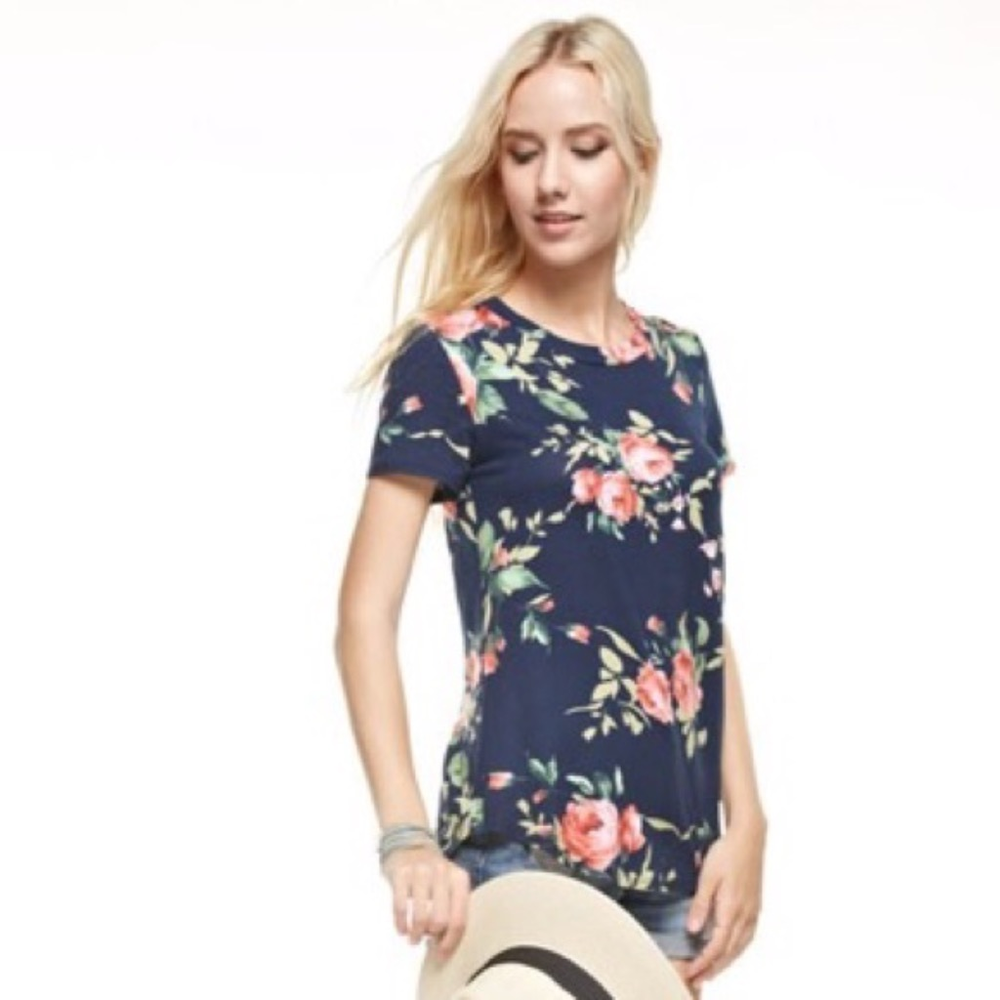 Navy Floral Top - Picture 3 of 3