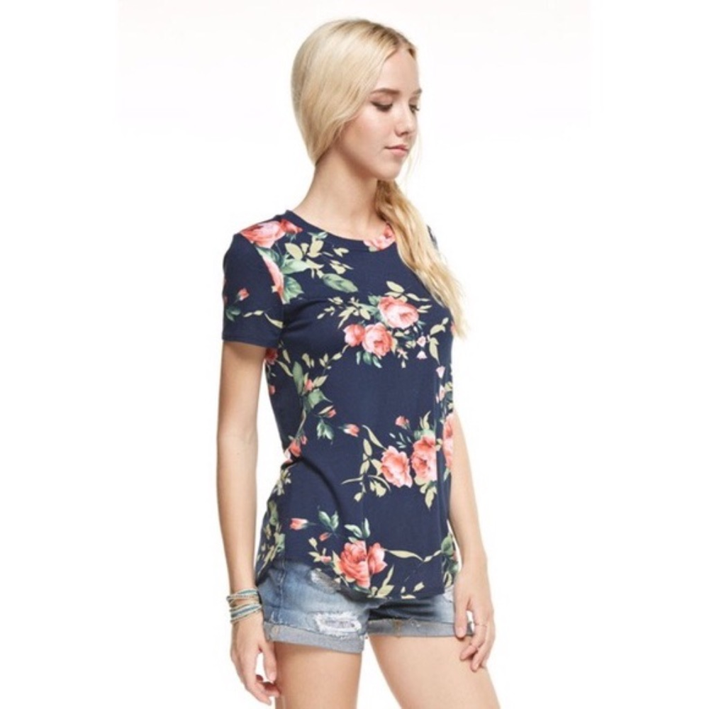 Navy Floral Top - Picture 2 of 3