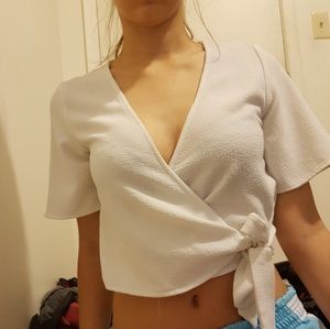 White Target Crop Top