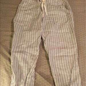 Athleta herringbone stripe linen ankle pant