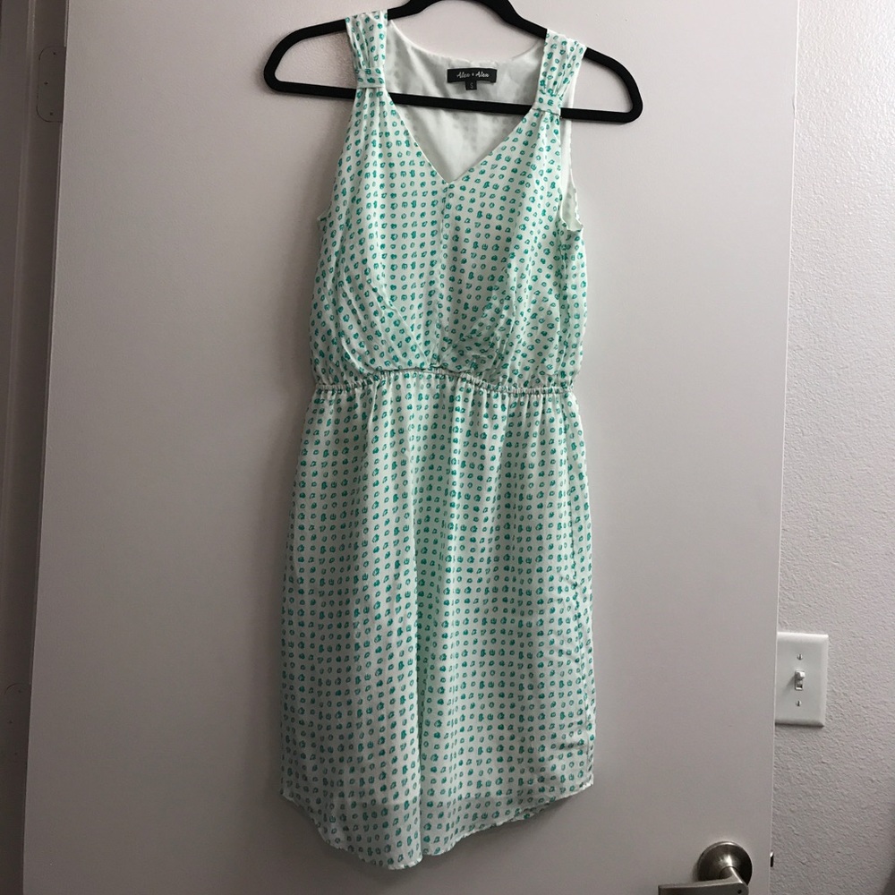 Green and white dress