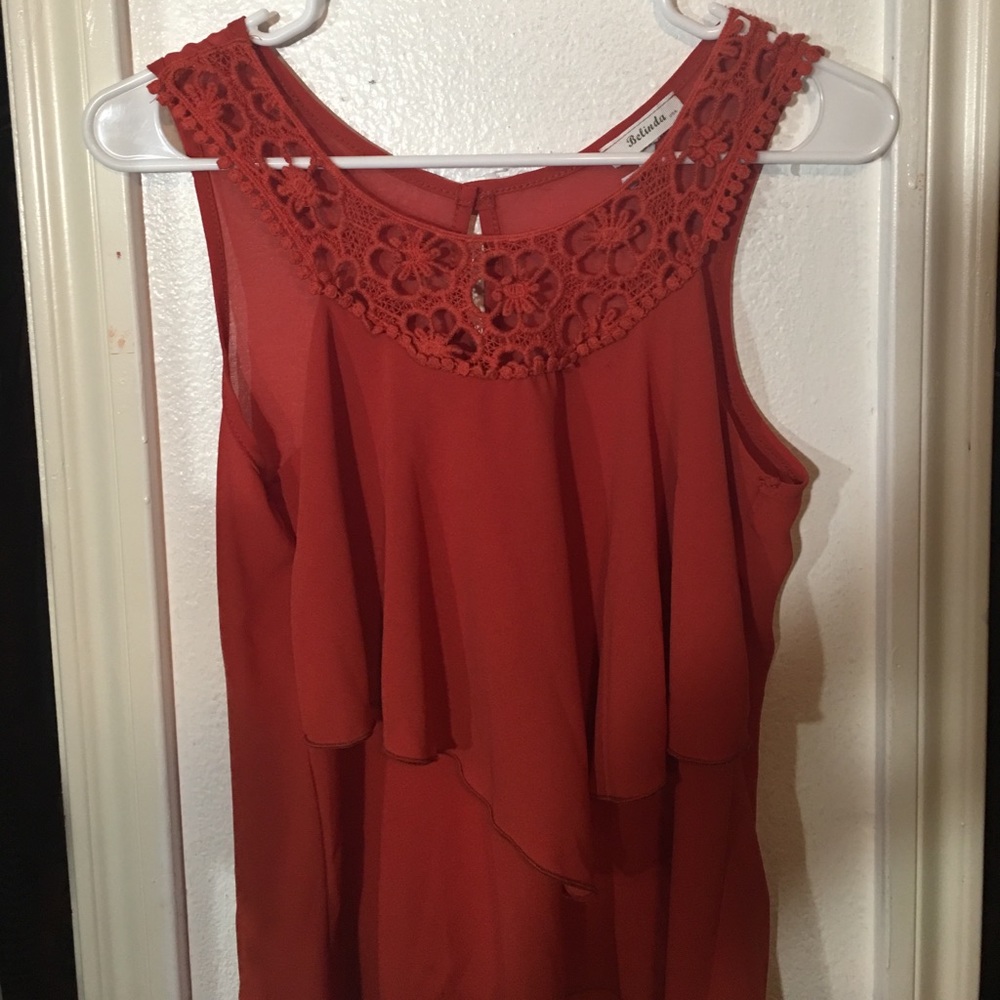 Orange sleeves summer blouse.