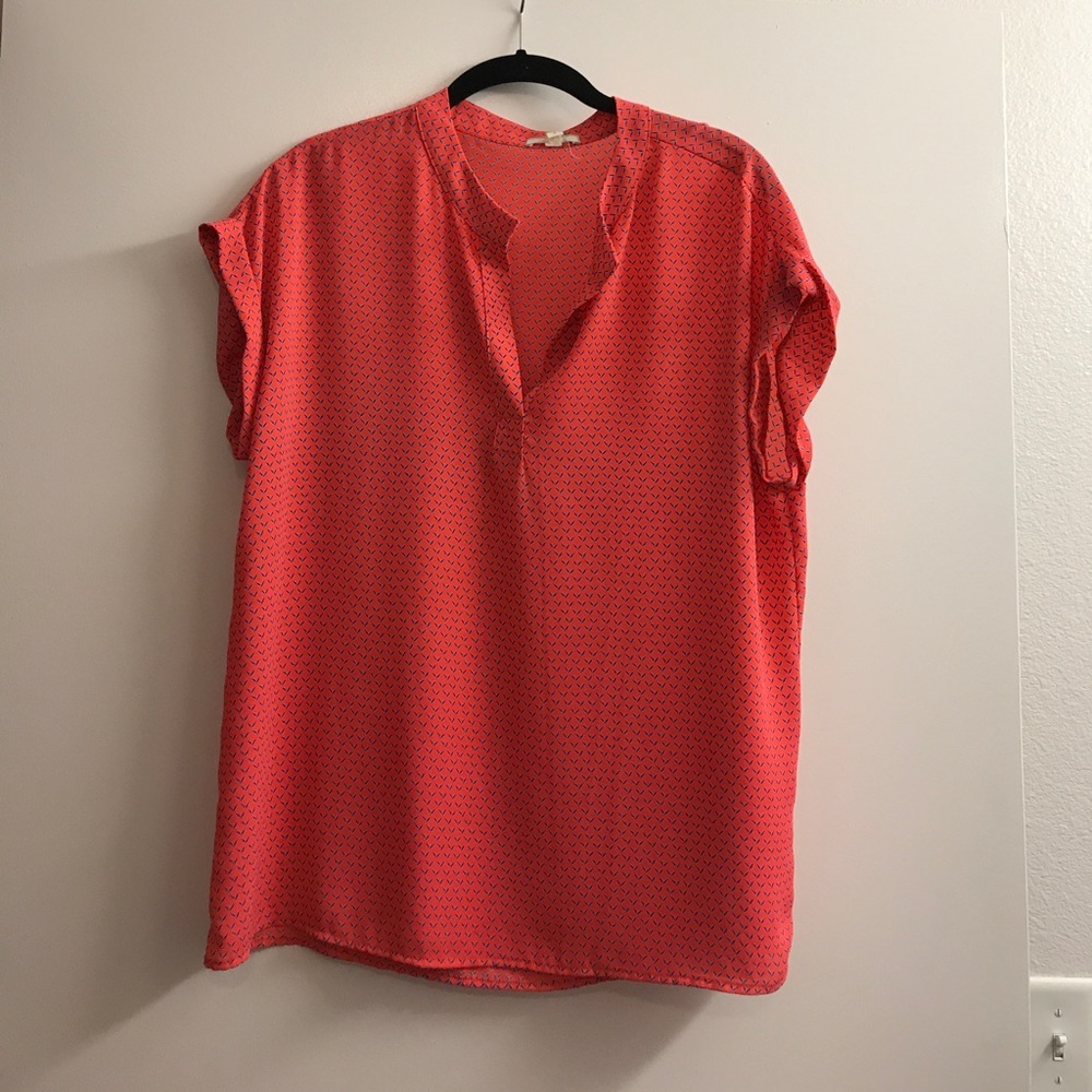 Peach and blue blouse