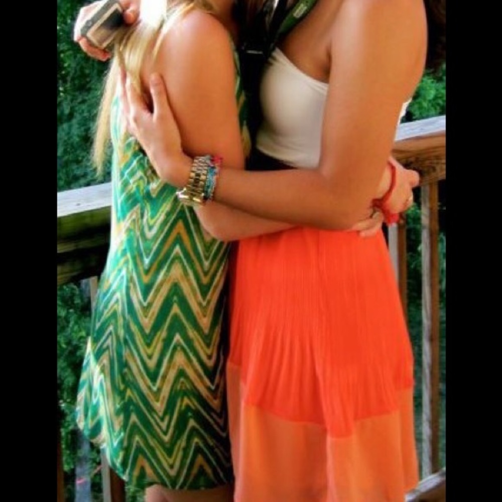 Green and Yellow Chevron Dress