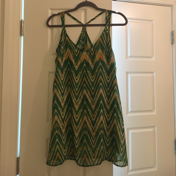 Green and Yellow Chevron Dress - Picture 2 of 3