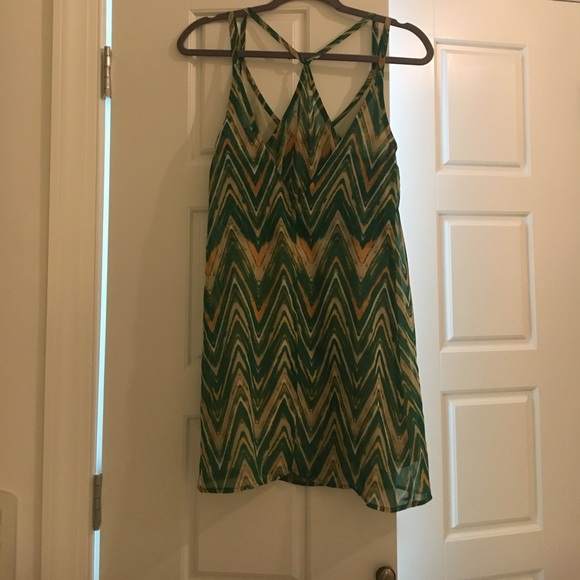 Green and Yellow Chevron Dress - Picture 3 of 3