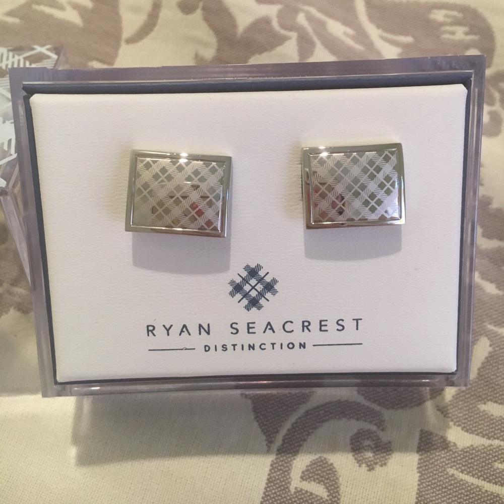 Ryan Seacrest Silver Rhodium Cuff Links