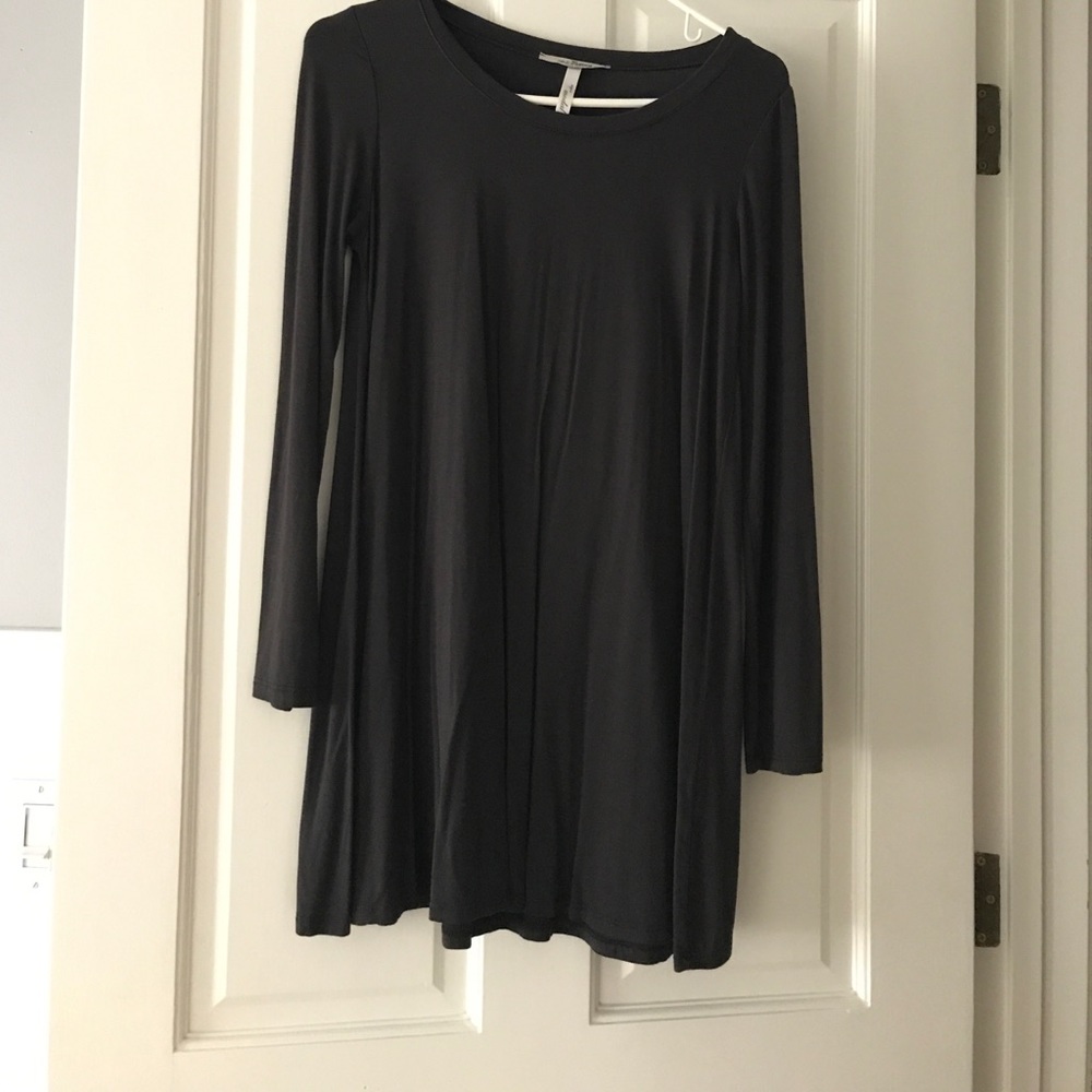 Dark grey long sleeve rayon dress