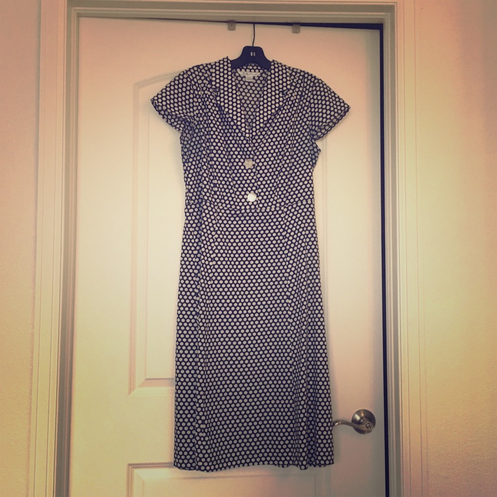 Collared black and white polka dot dress
