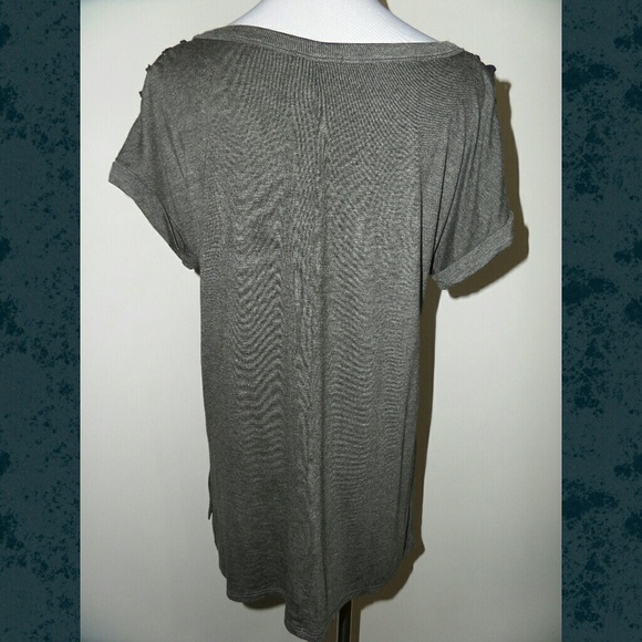 {LAST 2} Gray Blouse Lace-up Shoulders - Picture 7 of 8