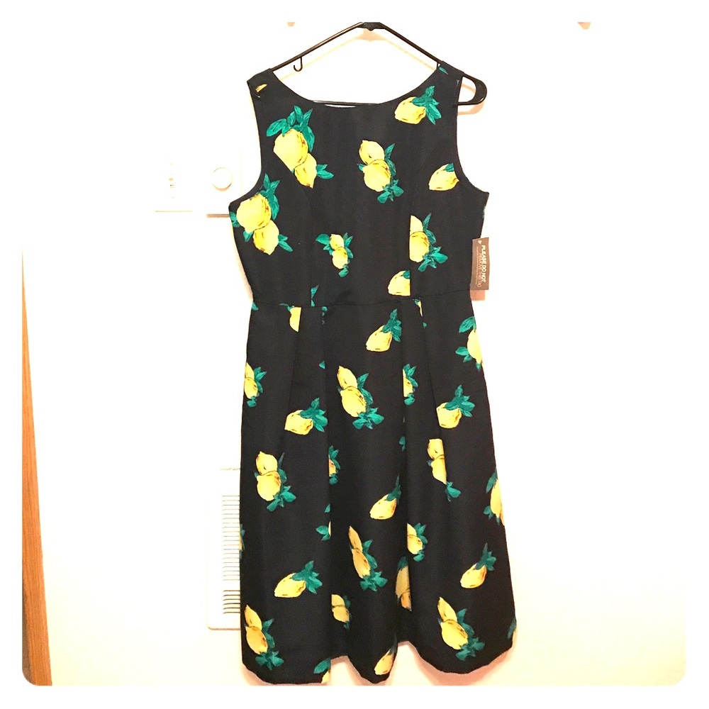 NY&C size 12 Navy Blue with Lemon Eva Mendes Dress