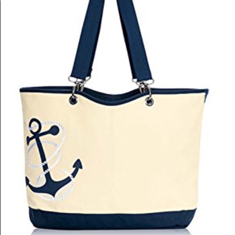 Thirty-One Canvas Crew Tote Navy Anchor