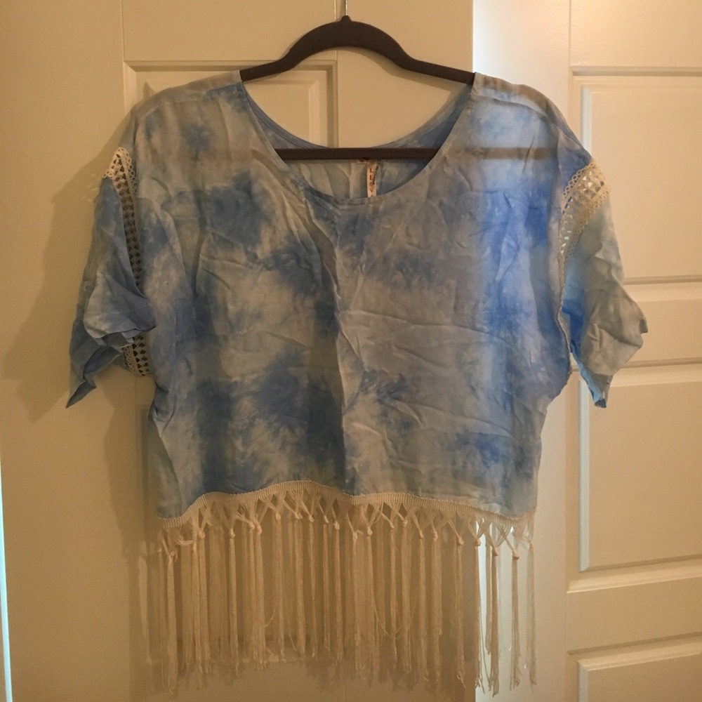 Blue tie dye crop top
