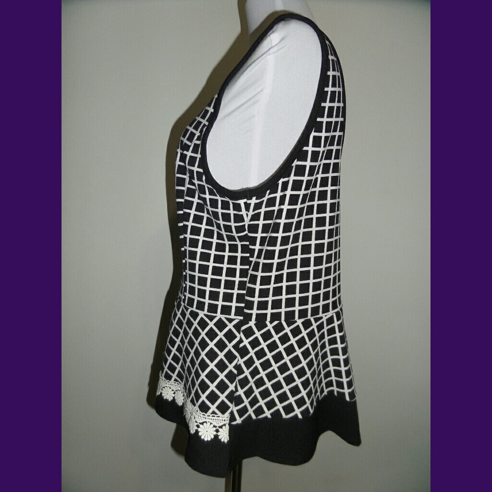 Black Check Peplum Blouse - Picture 4 of 6