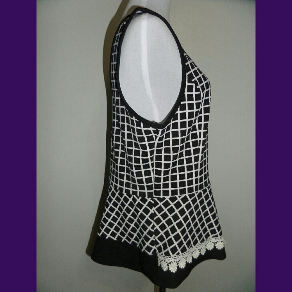 Black Check Peplum Blouse - Picture 6 of 6