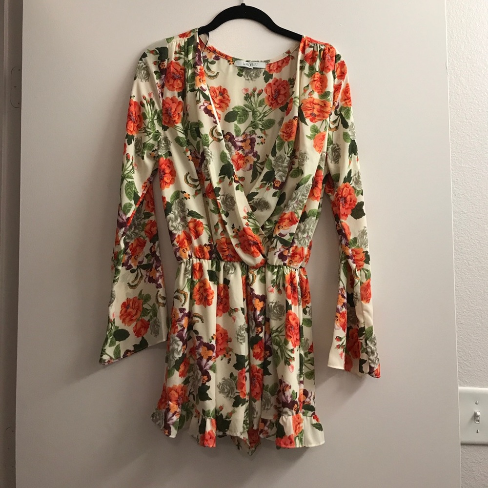 Orange green and cream romper