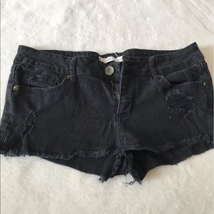 Black Distressed Shorts