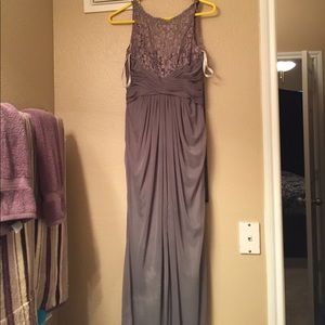 David's bridal grey lace dress