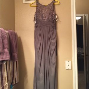 David's bridal grey lace dress