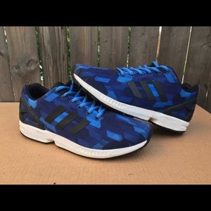 Adidas Flux Blue Black White Prism Pattern sz 9.5