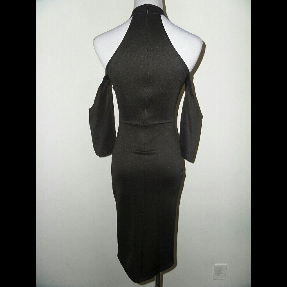 Floral Little Black Dress Cold Shoulder - Picture 5 of 8