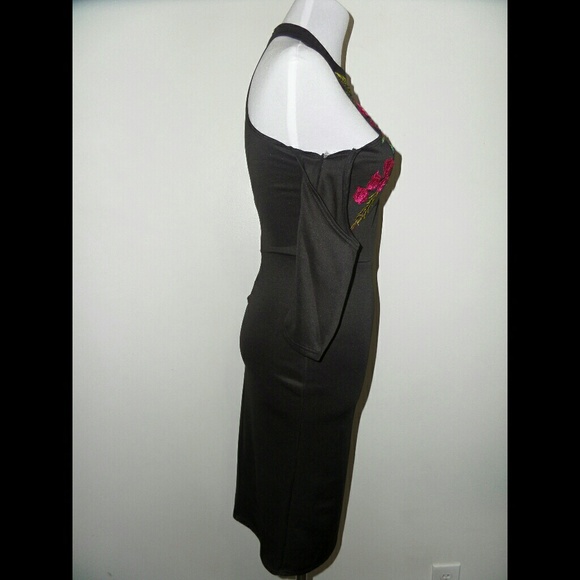 Floral Little Black Dress Cold Shoulder - Picture 7 of 8