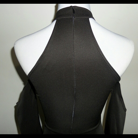 Floral Little Black Dress Cold Shoulder - Picture 6 of 8