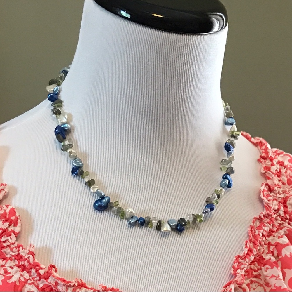Blue Freshwater pearl necklace