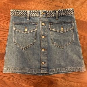 TULAROSA braided denim miniskirt