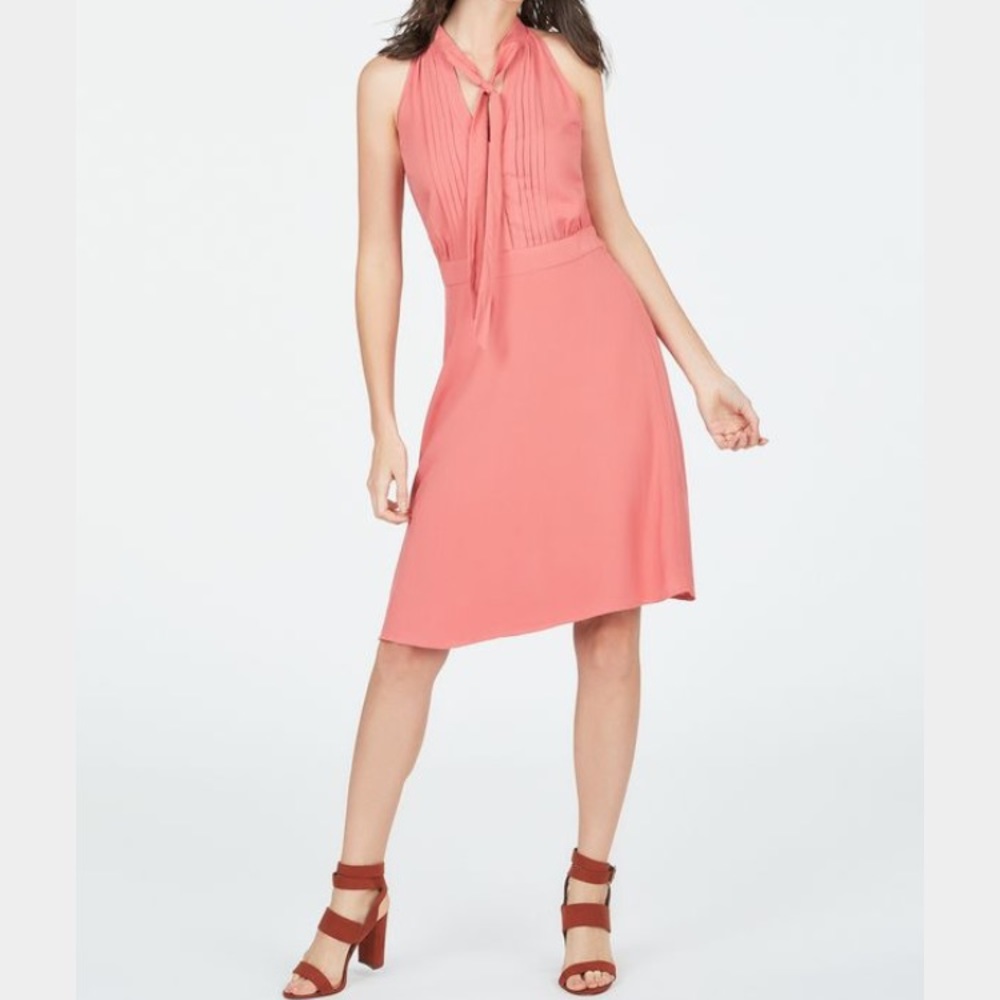 Rose pink tie neck dress