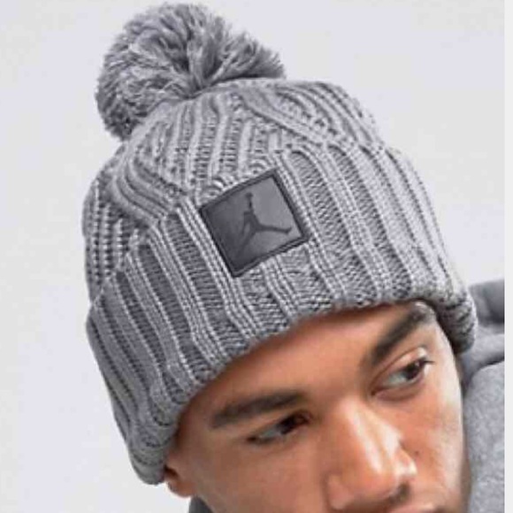 New Nike Air Jordan Jumpman beanie Pom grey hat. - Picture 2 of 3