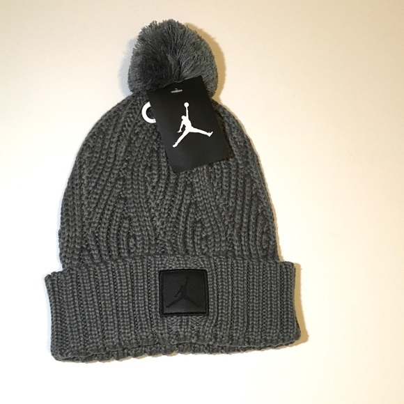 New Nike Air Jordan Jumpman beanie Pom grey hat. - Picture 3 of 3