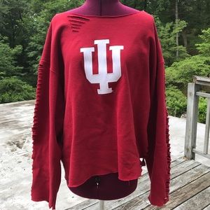 Indiana University Distressed Hoodless Sweatshirt