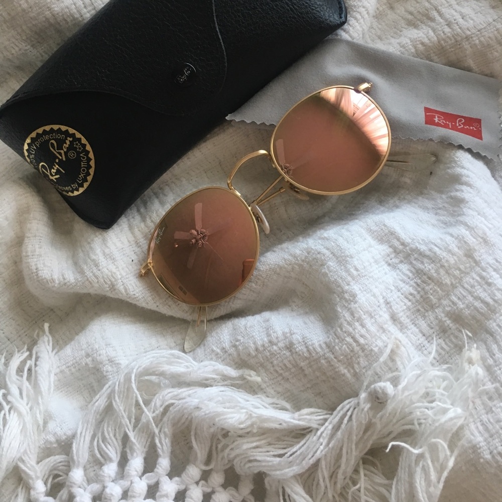 Pink Mirrored Round Ray Bans