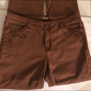 Reba Rust Jeans w/ Leather and Stud Embellishments