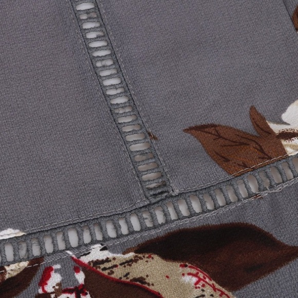 Open Back Grey Floral Halter Side Slit Maxi Dress - Picture 4 of 6