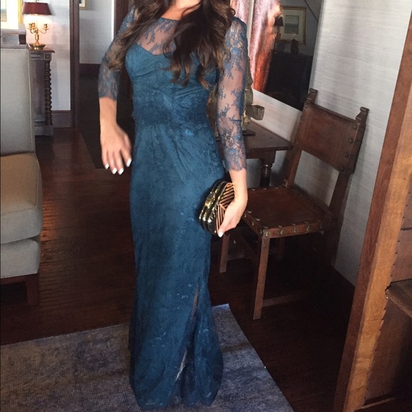 Floor length teal evening gown - Picture 2 of 2