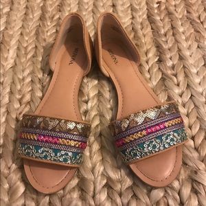 Sequin Open Toe Flat