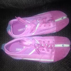 Diesel pink sneakers tennis shoes size 8 EUC rare