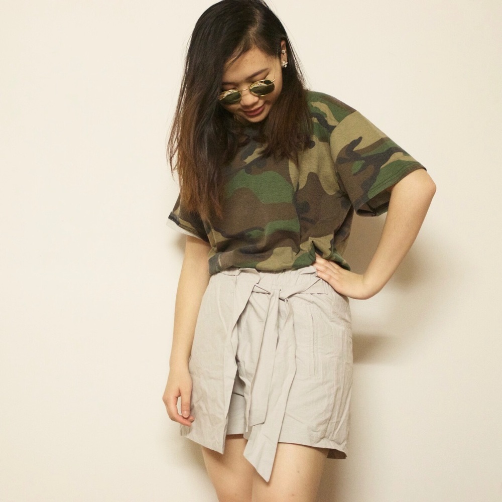 Khaki Skorts with Tie