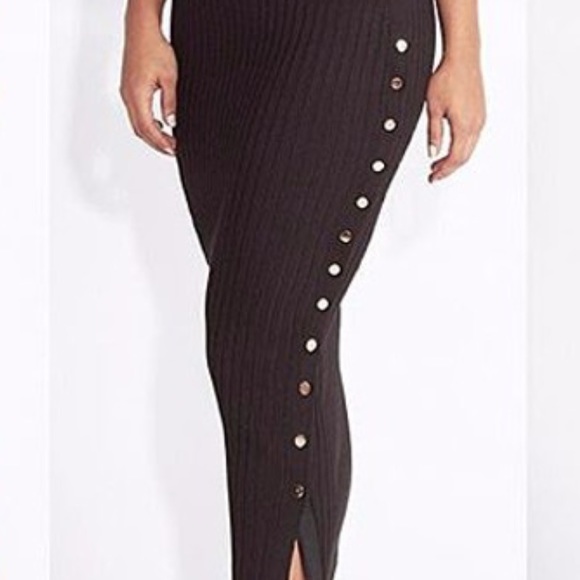 Black midi ribbed skirt - Picture 3 of 3